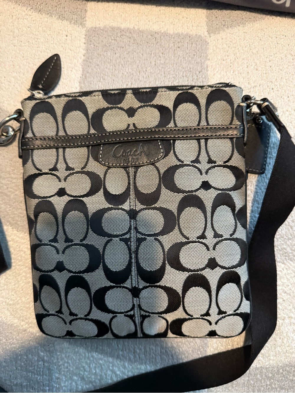 Coach Monogram Crossbody Bag in Black and Gray